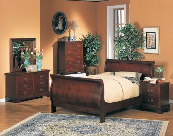 Rich Cherry Finish Kids Classic Bedroom with Sleigh Bed [CRBS-230-3880]