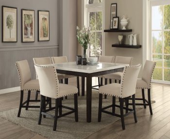 Nolan Counter Height Dining Set 5Pc 72855 White Marble Top - Acm [AMDS-72855-Nolan]