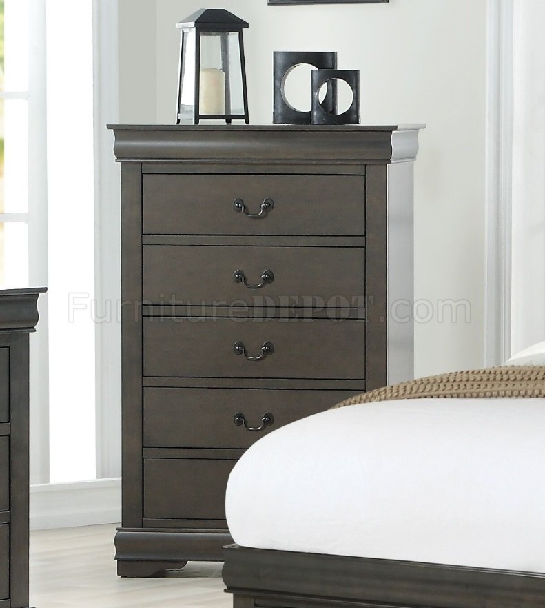 Louis Philippe III Eastern King Bed in Dark Gray - Acme Furniture 24927EK