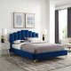 Olivia Upholstered Platform Queen Bed in Navy Velvet by Modway