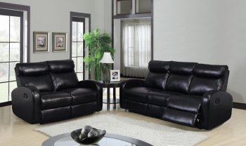 U8129 Motion Sofa in Black Bonded Leather by Global w/Options [GFS-U8129]