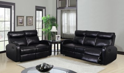 U8129 Motion Sofa in Black Bonded Leather by Global w/Options