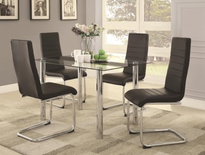 Evanston 104851 Dining 5Pc Set by Coaster w/Glass Top