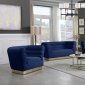 Bellini Sofa 669 in Navy Velvet Fabric by Meridian w/Options