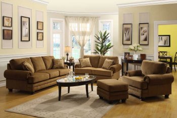 Lush Pecan Velvet Classic Sofa w/Bun Feet & Optional Items [HES-NF9854]