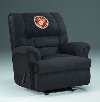 Black Fabric Modern Rocker Recliner w/US Marines Emblem [CHFRC-MC-0014-Marines]