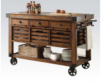 Kaif 98184 Kitchen Cart in Chestnut by Acme [AMKC-98184-Kaif]