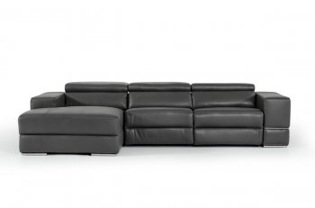 Hilgard Power Motion Sectional Sofa in Dark Grey Leather by VIG [VGSS-Hilgard Dark Grey]