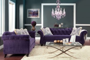 Antoinette Sofa SM2222 in Purple Fabric w/Options [FAS-SM2222 AntoinettePurple]