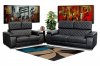 Black Bonded Leather Modern Coco Sofa & Loveseat 2PC Set