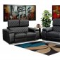 Black Bonded Leather Modern Coco Sofa & Loveseat 2PC Set