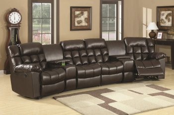 Brown Bonded Leather Modern Reclining Sectional Sofa [CRSS-600004-Natalie]