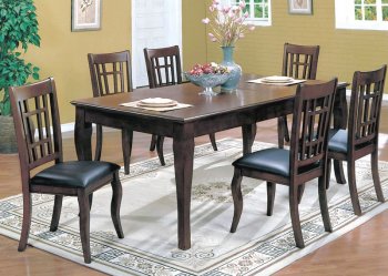 Brown Finish Modern 7Pc Dining Set w/Vinyl Seat Chairs [YTDS-HA5000-Harrah]