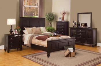 Cappuccino Finish Transitional Bedroom 5Pc Set w/Optional Items [CRBS-201991 Sandy Beach]