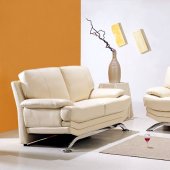 Beige Leather Living Room Set with Metal Legs