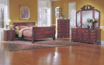 Dark Cherry Finish Bedroom Set [AMBS-76-2492]