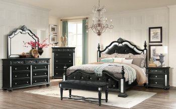 Diana Bedroom in Black Velvet Fabric by Global w/Options [GFBS-Diana-Black]