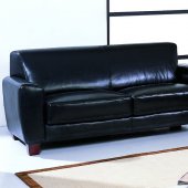 Black Bycast Leather Stylish Living Room Sofa w/Options