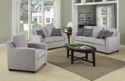 504031 Charlotte Sofa in Light Grey Fabric by Coaster w/Options