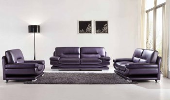 2757 Full Leather Purple Sofa by ESF w/Optional Loveseat & Chair [EFS-2757]