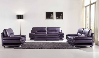 2757 Full Leather Purple Sofa by ESF w/Optional Loveseat & Chair