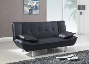 Black Bi-Cast Modern Convertible Sofa Bed w/Metal Legs [GFSB-SB012-Black]