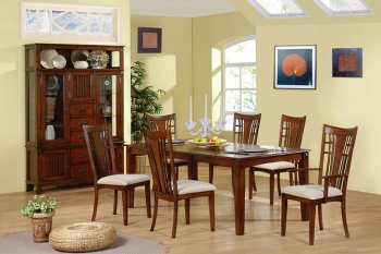 Distressed Walnut Finish Dining Furniture With Carved Accents [CRDS-36-100991]