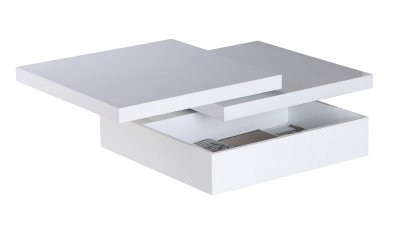 Mellow Square Motion White Coffee Table w/Storage by Whiteline