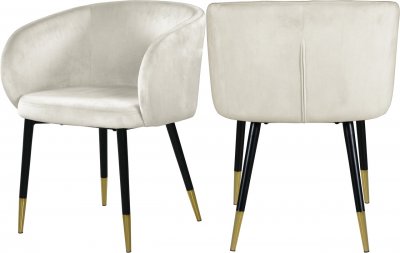 Louise Dining Chair 733 Set of 2 Cream Velvet Fabric by Meridian