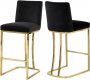 Heidi Counter Stool 777 Set of 2 Black Velvet Fabric by Meridian