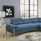 F6541 Sectional Sofa in Blue Fabric w/ Flip-Up Headrests by Boss