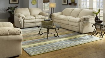 Buff or Brown Microfiber Classic Sofa & Loveseat Set w/Soft Seat [HES-9841BF]