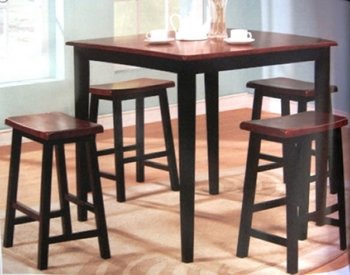 Two-Tone Oak & Black Finish Counter Height 5 Pc Dinette [CRDS-104-150293]