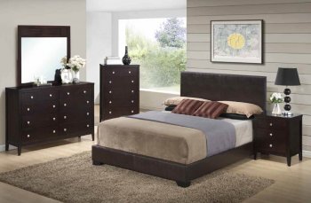 8103-Lily 5Pc Bedroom Set by Global w/Brown Upholstered Bed [GFBS-8103 Brown Lily]