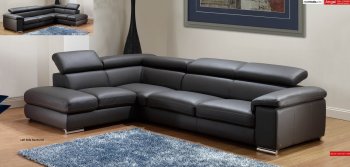 Dark Grey Leather Modern Sectional Sofa w/Adjustable Headrests [EFSS-Angel]