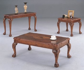 Deep Brown Traditional Coffee Table with Shell Design Inlays [CRCT-349-3074]