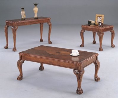 Deep Brown Traditional Coffee Table with Shell Design Inlays