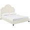 Primrose Upholstered Platform Queen Bed in Ivory Velvet by Modwa