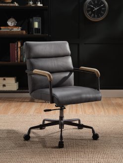 Halcyon Office Chair 93242 in Gray Top Grain Leather by Acme