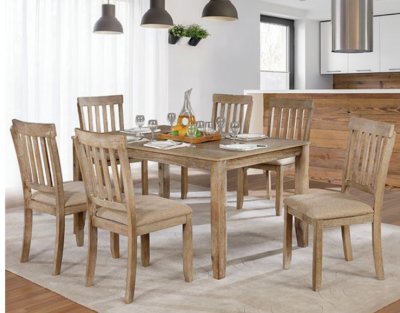 Kiara 7Pc Dining Set CM3010T-7Pk in Wire-Brushed Natural Tone