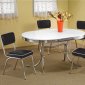 White Top & Chrome Base Modern 5Pc Dining Set w/Black Chairs