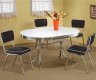 White Top & Chrome Base Modern 5Pc Dining Set w/Black Chairs