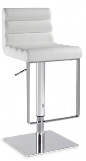 White Seat & Stainless Steel Base Set of 2 Swivel Barstools