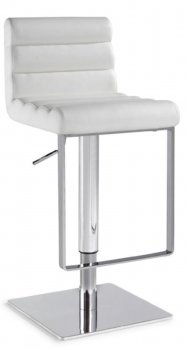 White Seat & Stainless Steel Base Set of 2 Swivel Barstools [CYBA-0830-White]