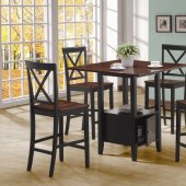 Black & Cherry Two-Tone Modern 5Pc Counter Height Dining Set