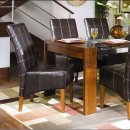 Walnut Finish Modern Dining Room 7Pc Set W/Full Leather Chairs