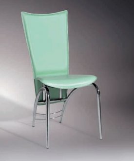 Set of 4 Dining Chairs With Green Leather Match Upholstery