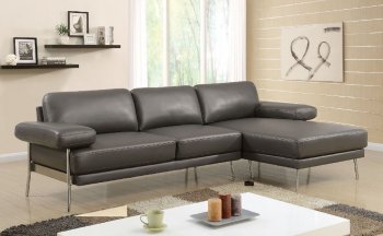 Eilidh Sectional Sofa CM6422GY in Gray Breathable Leatherette [FASS-CM6422GY-Eilidh]