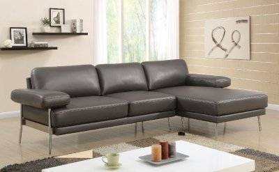 Eilidh Sectional Sofa CM6422GY in Gray Breathable Leatherette