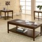 Cappuccino Finish Modern 3Pc Coffee Table Set w/Glass Inserts